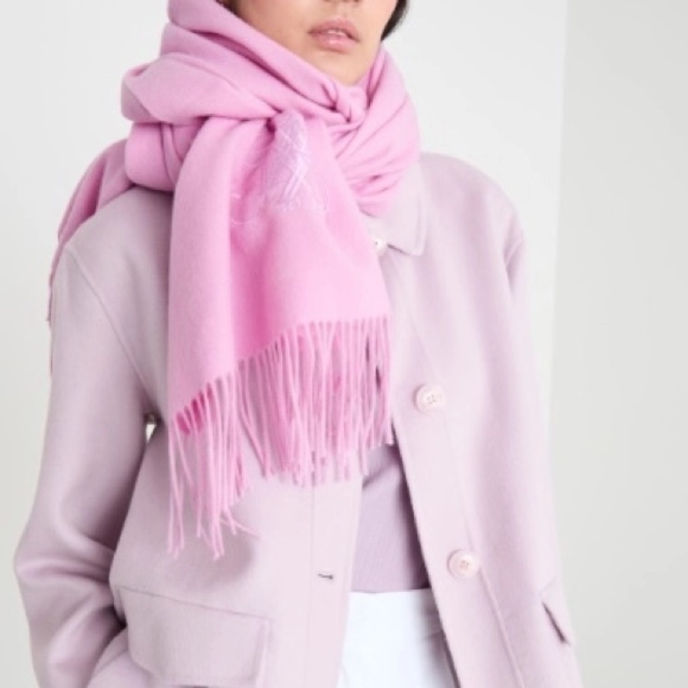 NWOT Max&Co by Max Mara Label-cut 100% Wool Embroidered Stole Sz: OS Spring Pink